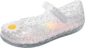 Toddler Girl Floral Jelly Sandals Kids Cute Flower Mary Jane Shoes Party Closed Toe Princess Flat Sandal with Strap