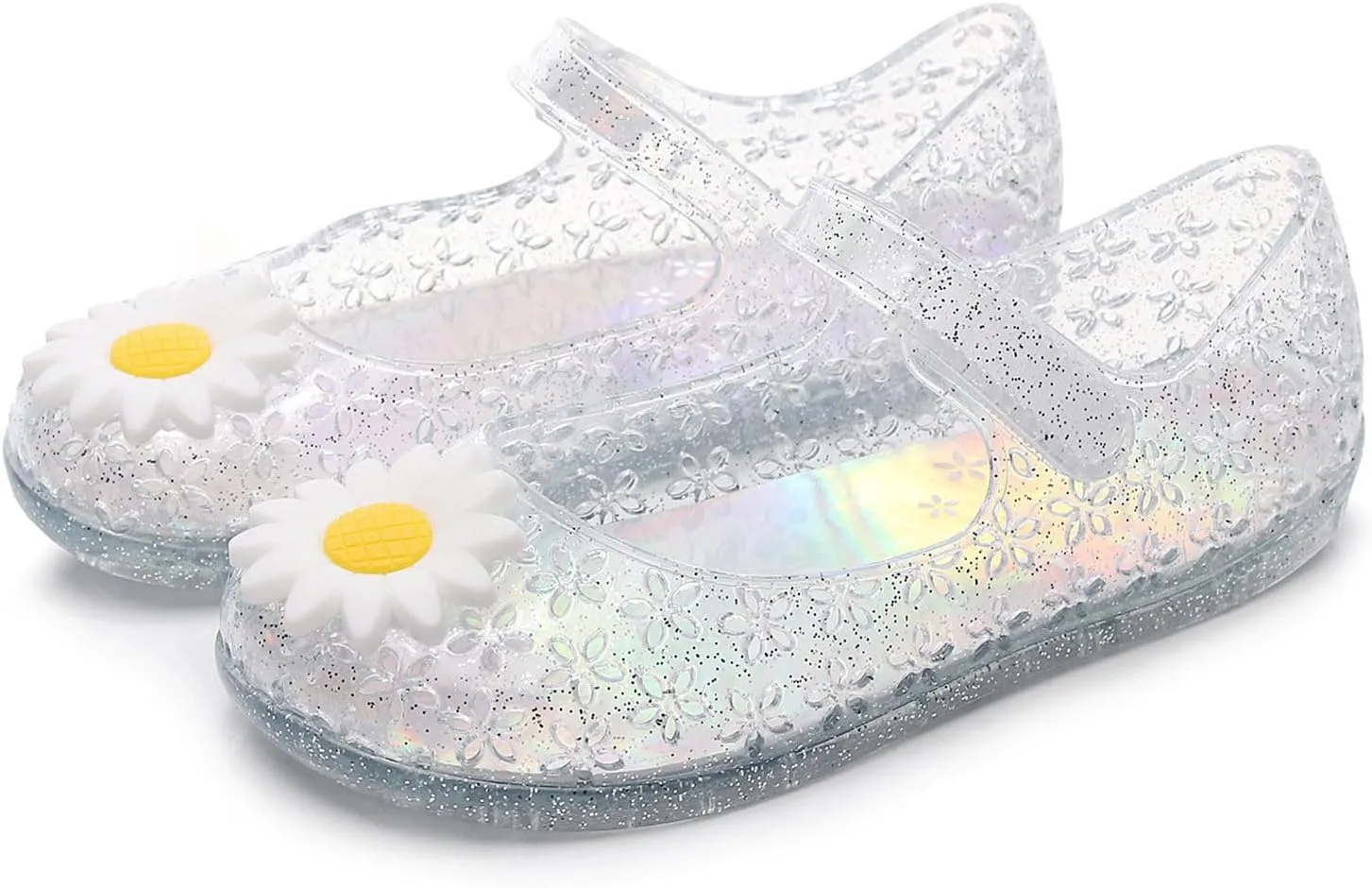 Toddler Girl Floral Jelly Sandals Kids Cute Flower Mary Jane Shoes Party Closed Toe Princess Flat Sandal with Strap