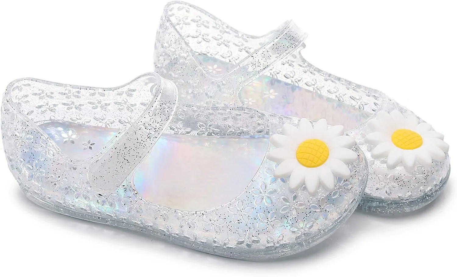 Toddler Girl Floral Jelly Sandals Kids Cute Flower Mary Jane Shoes Party Closed Toe Princess Flat Sandal with Strap