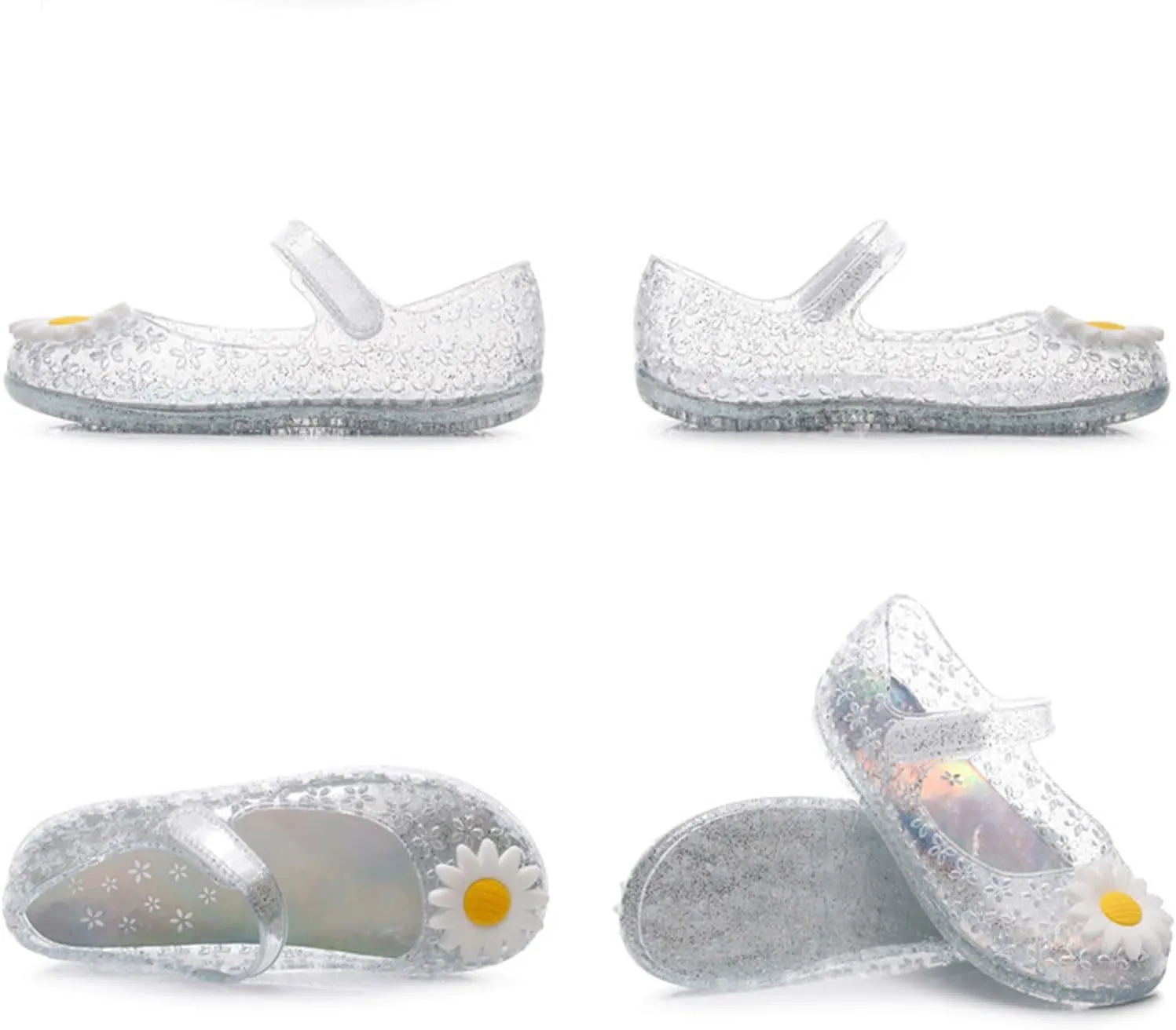 Toddler Girl Floral Jelly Sandals Kids Cute Flower Mary Jane Shoes Party Closed Toe Princess Flat Sandal with Strap