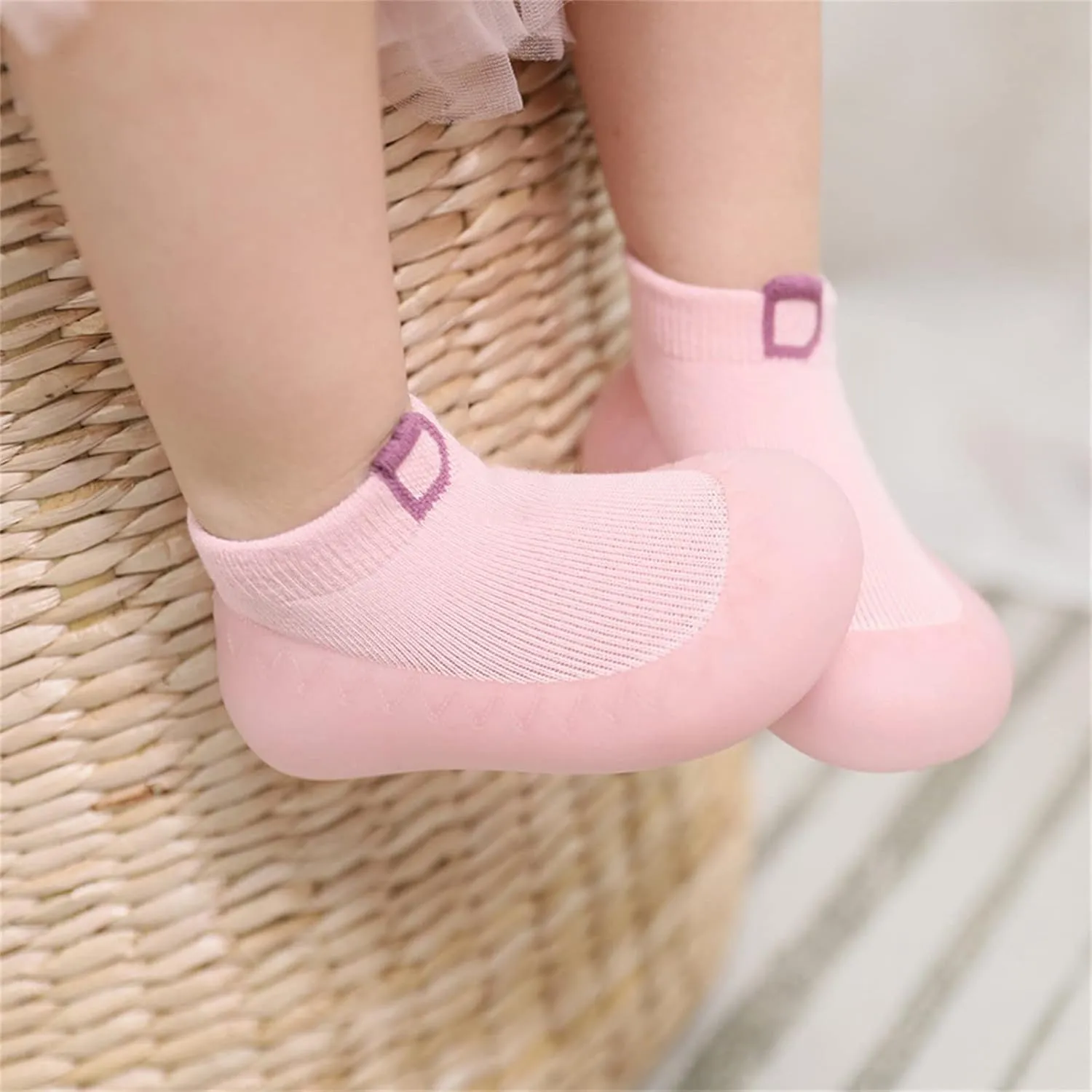 Toddler Girls Boys Barefoot Sock Shoes Breathable Soft House Slippers Baby Rubber Sole Indoor Walking Sneakers