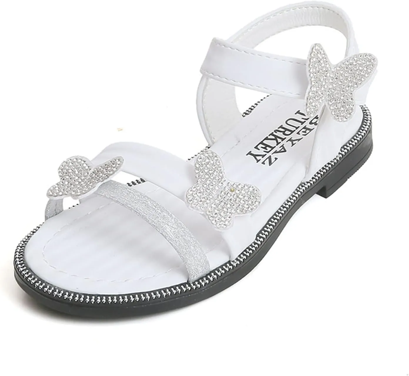 Toddler Girls Butterfly Sandals Summer Outdoor Closed Toe Soft Rubber Sole Beach Water Shoes Dress White Shoes