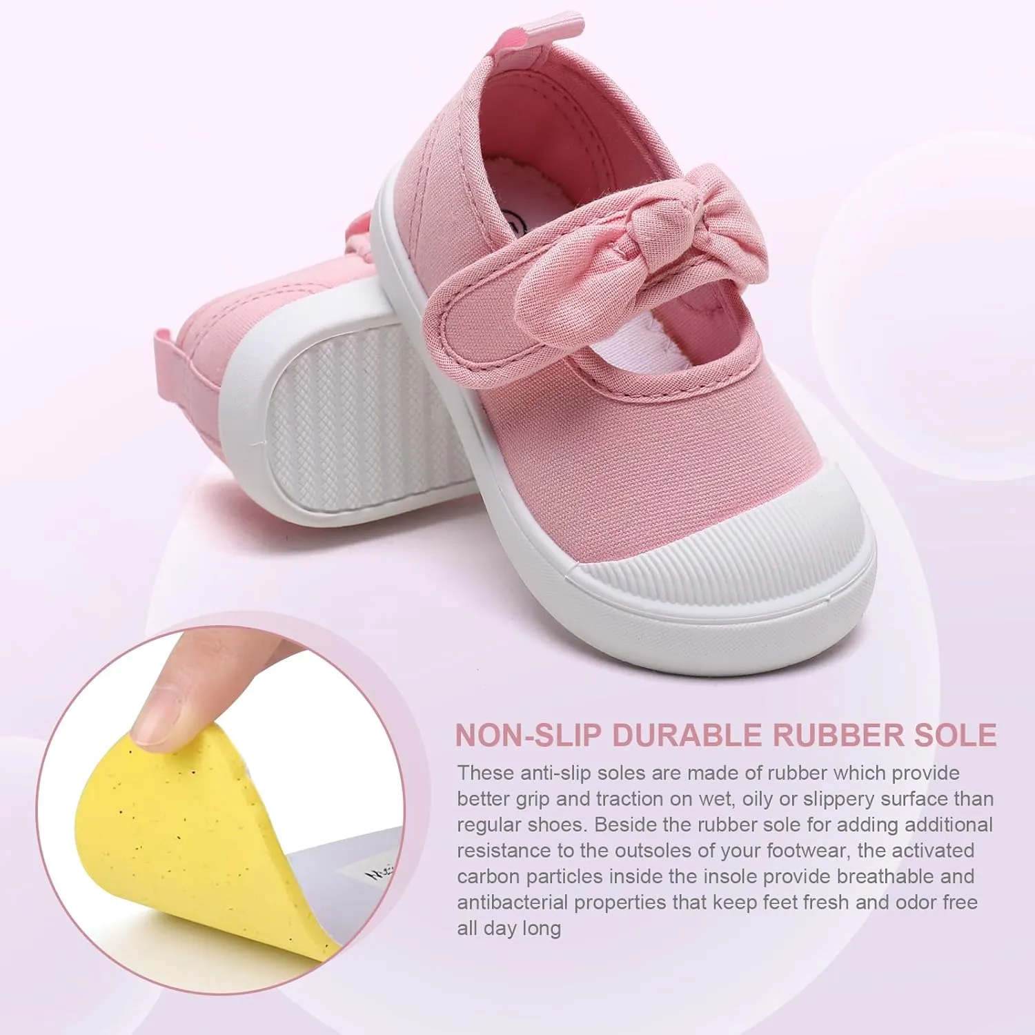 Toddler Girl's Canvas Sneakers Bowknot Mary Jane Flat Shoes for Kids School Uniform Shoes Dress Shoes