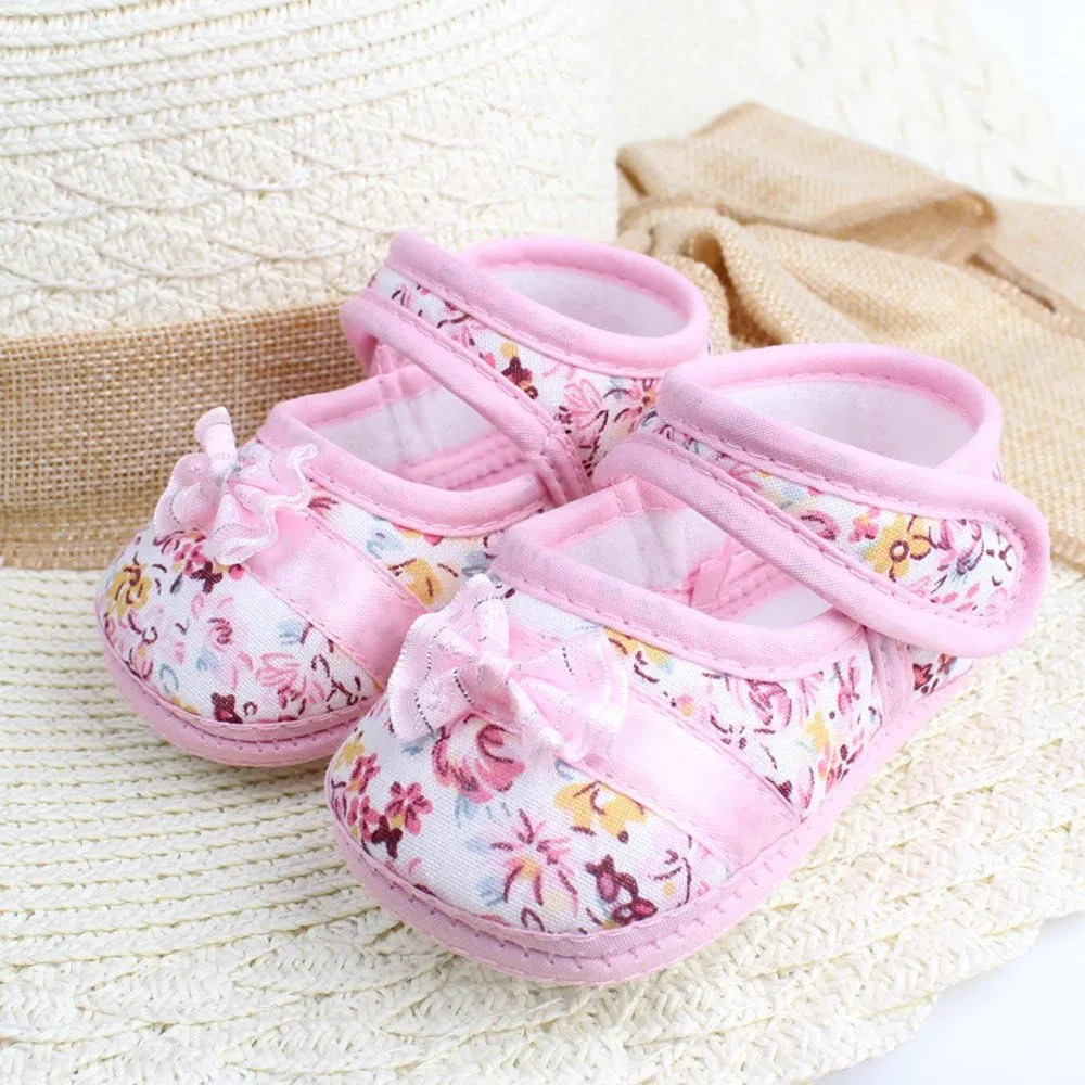 Toddler Girls Light up Walking Shoes Print Girl Toddler Baby -slip Casual Soft Shoes Bowknot Sole Infant Shoes