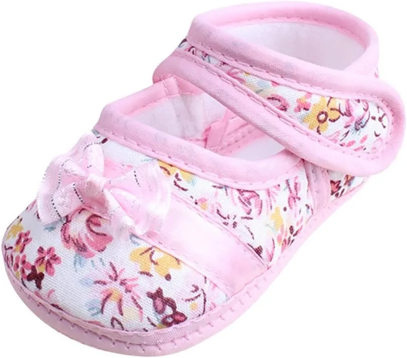 Toddler Girls Light up Walking Shoes Print Girl Toddler Baby -slip Casual Soft Shoes Bowknot Sole Infant Shoes