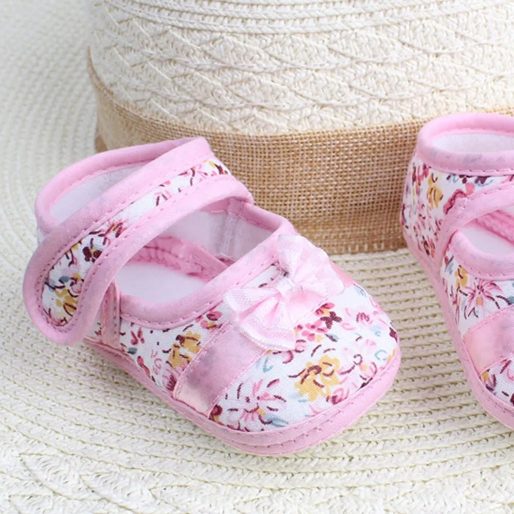 Toddler Girls Light up Walking Shoes Print Girl Toddler Baby -slip Casual Soft Shoes Bowknot Sole Infant Shoes