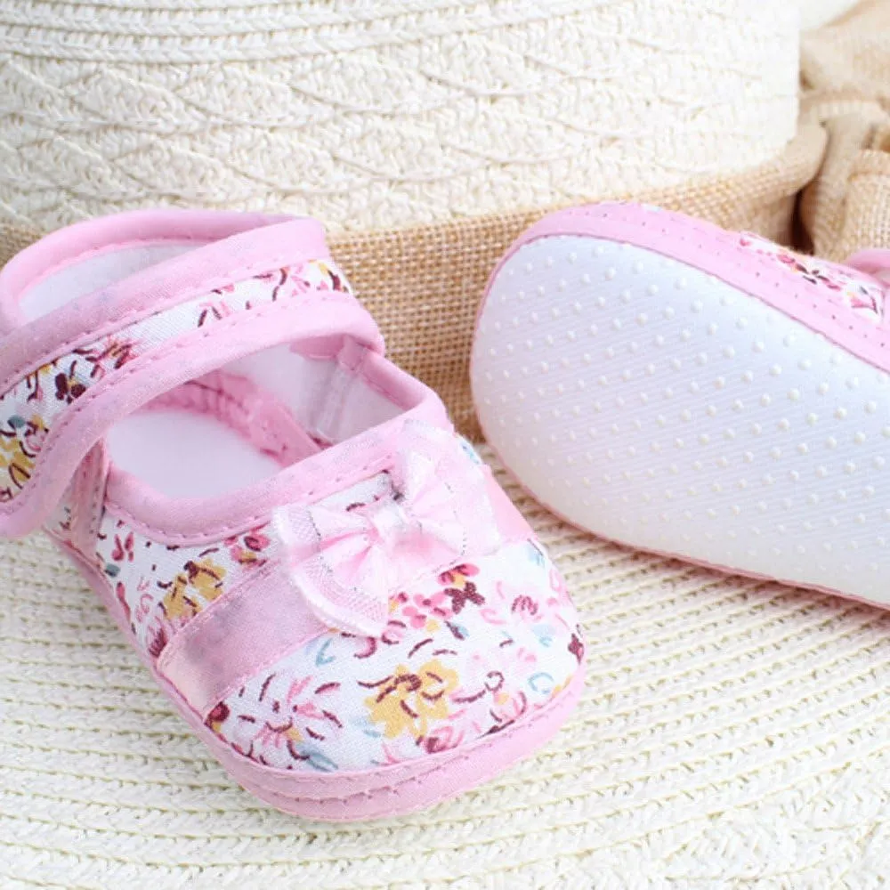 Toddler Girls Light up Walking Shoes Print Girl Toddler Baby -slip Casual Soft Shoes Bowknot Sole Infant Shoes