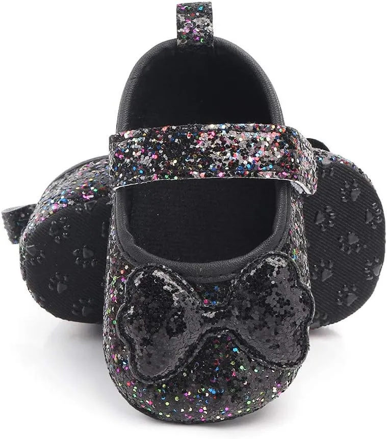 Toddler Girl's Walking Princess Shoes Baby Infant Girls Bow-Knot Soft-Soled Dress Shoes Flower Wedding Party