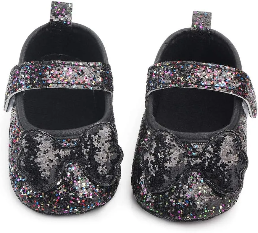 Toddler Girl's Walking Princess Shoes Baby Infant Girls Bow-Knot Soft-Soled Dress Shoes Flower Wedding Party
