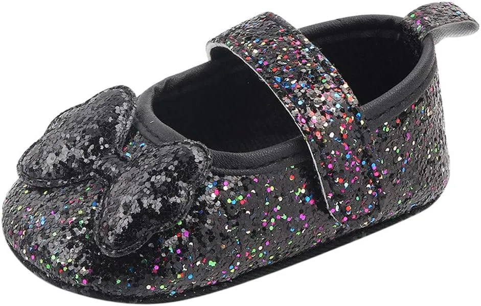Toddler Girl's Walking Princess Shoes Baby Infant Girls Bow-Knot Soft-Soled Dress Shoes Flower Wedding Party