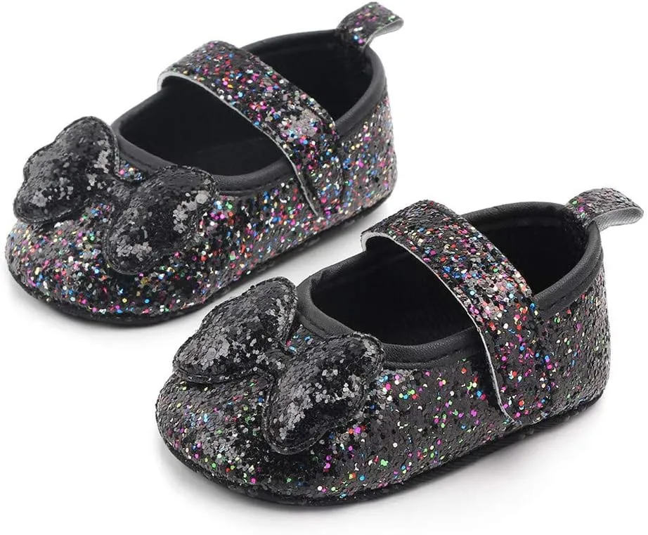 Toddler Girl's Walking Princess Shoes Baby Infant Girls Bow-Knot Soft-Soled Dress Shoes Flower Wedding Party