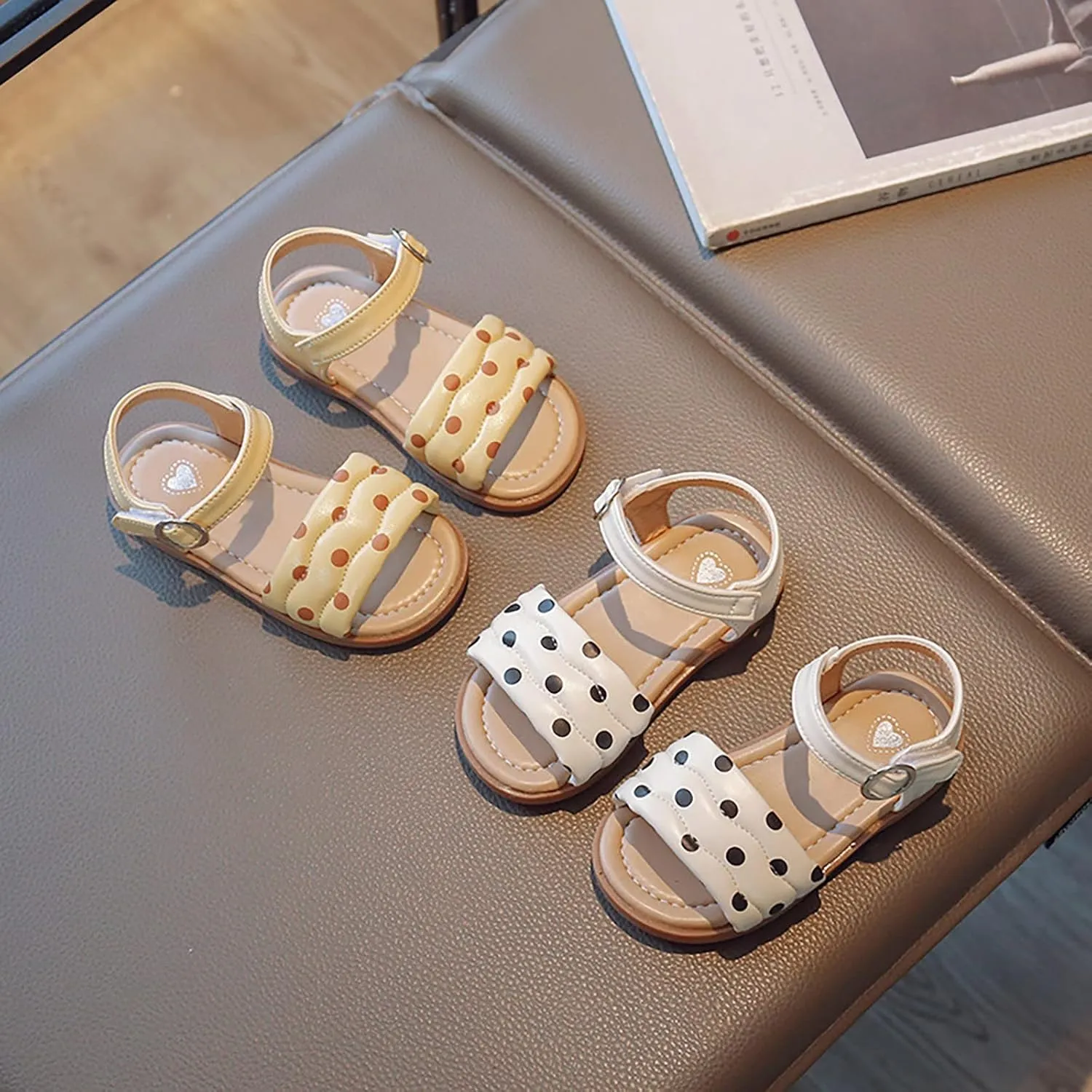 Toddler Kid Girl Casual Hook & Loop Buckle Sandal Solid Bow Rubber Soft Sole Birthday Party Beach Flat Shoes