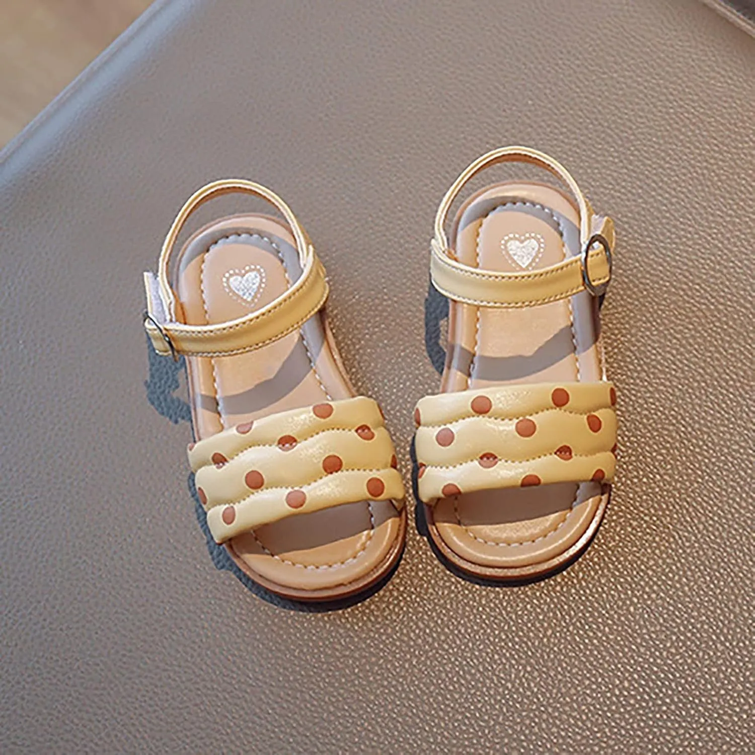 Toddler Kid Girl Casual Hook & Loop Buckle Sandal Solid Bow Rubber Soft Sole Birthday Party Beach Flat Shoes