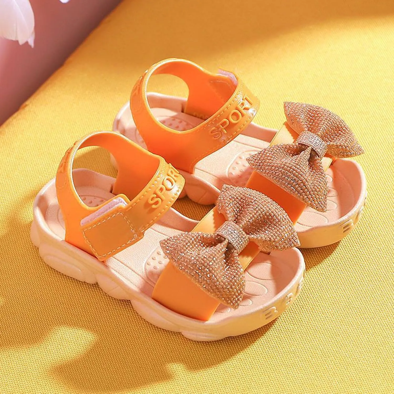 Toddler Kids Infant Girls Soild Bowknot Princress Shoes Soft Sole Non Slip First Walkers Prewalker Beach Kids Strap