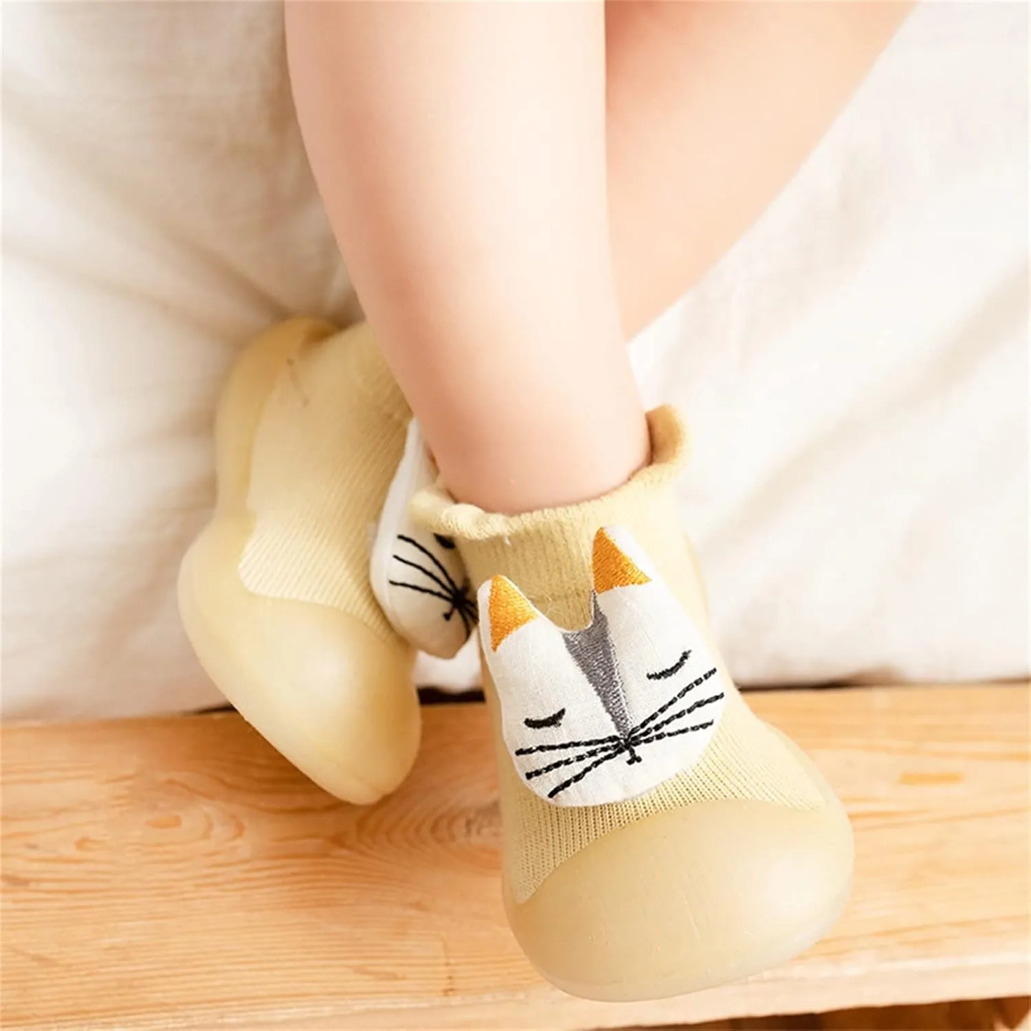Toddler Kids Infant Newborn Baby Boys Girls Shoes Cute Cartoon Animals Soft Soles First Walkers Shoes for Toddlers (Yellow, 12-18 Months)