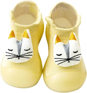 Toddler Kids Infant Newborn Baby Boys Girls Shoes Cute Cartoon Animals Soft Soles First Walkers Shoes for Toddlers (Yellow, 12-18 Months)