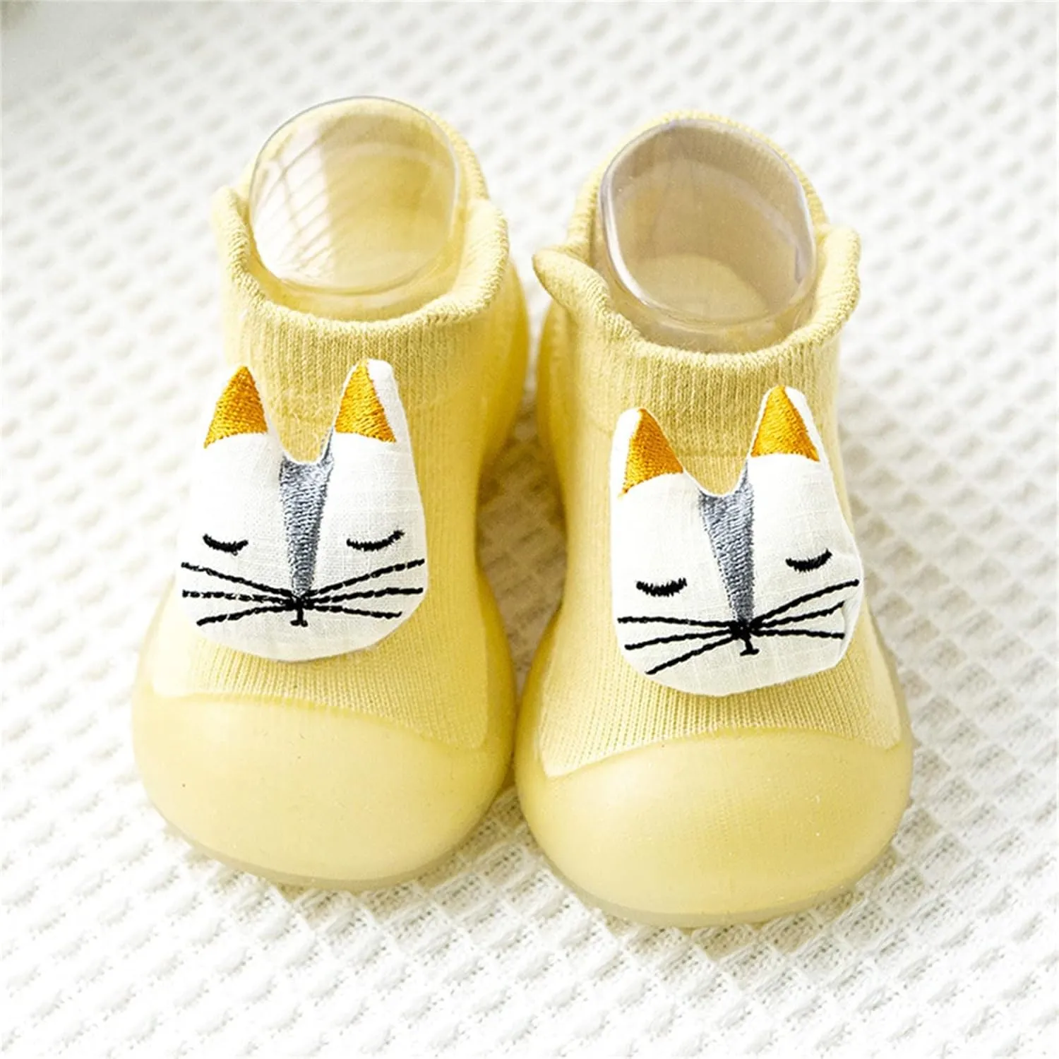 Toddler Kids Infant Newborn Baby Boys Girls Shoes Cute Cartoon Animals Soft Soles First Walkers Shoes for Toddlers (Yellow, 12-18 Months)
