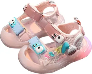 Toddler Kids Sandals Light Up Shoes Boys Open Toe Soft Sole Luminous Sandals Girls Summer Slides LED Flashing Shoes