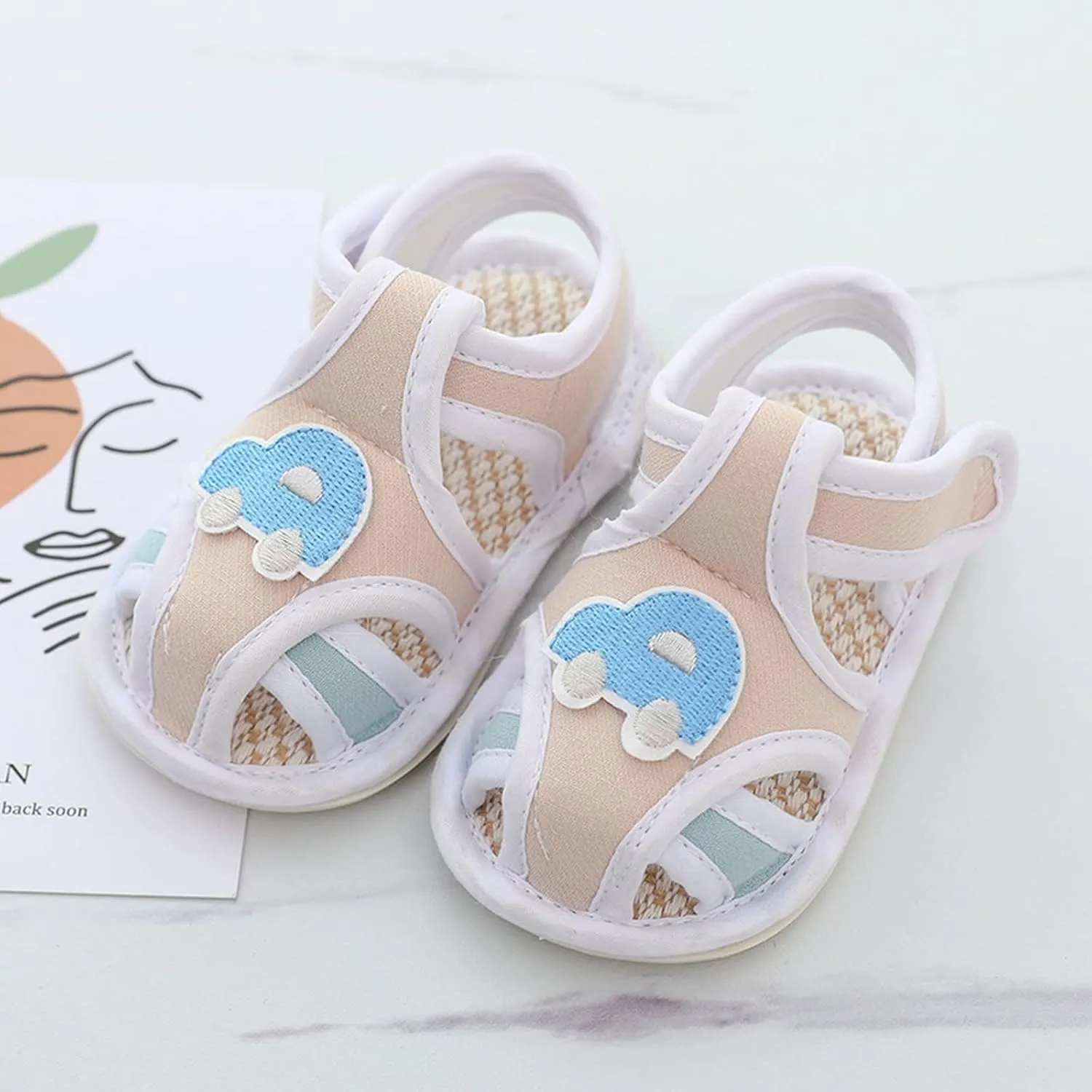 Toddler Sandals Little Car Baby Cotton Sandals Light Soft Sole CAR Decoration Toddler Sandals Beach Pool Slippers
