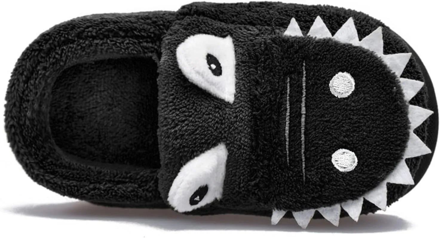 Toddler Slippers Winter Girl Boy Cute Dinosaur House Slipper Kids Warm Fuzzy Slippers Soft Plush Indoor Baby Shoes