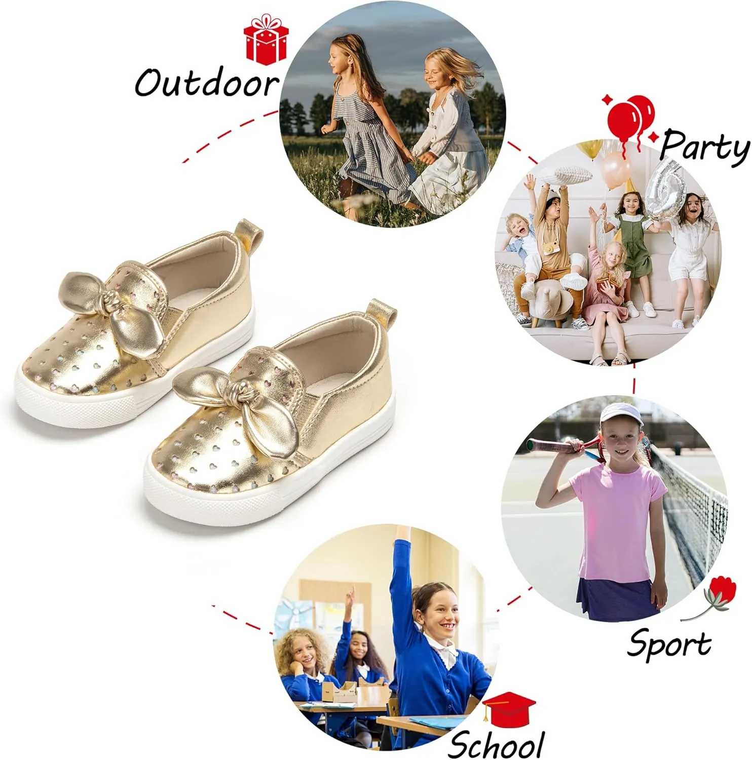 Toddler/Little Girls Sneakers-Slip On Glitter Sports Shoes for Running Walking