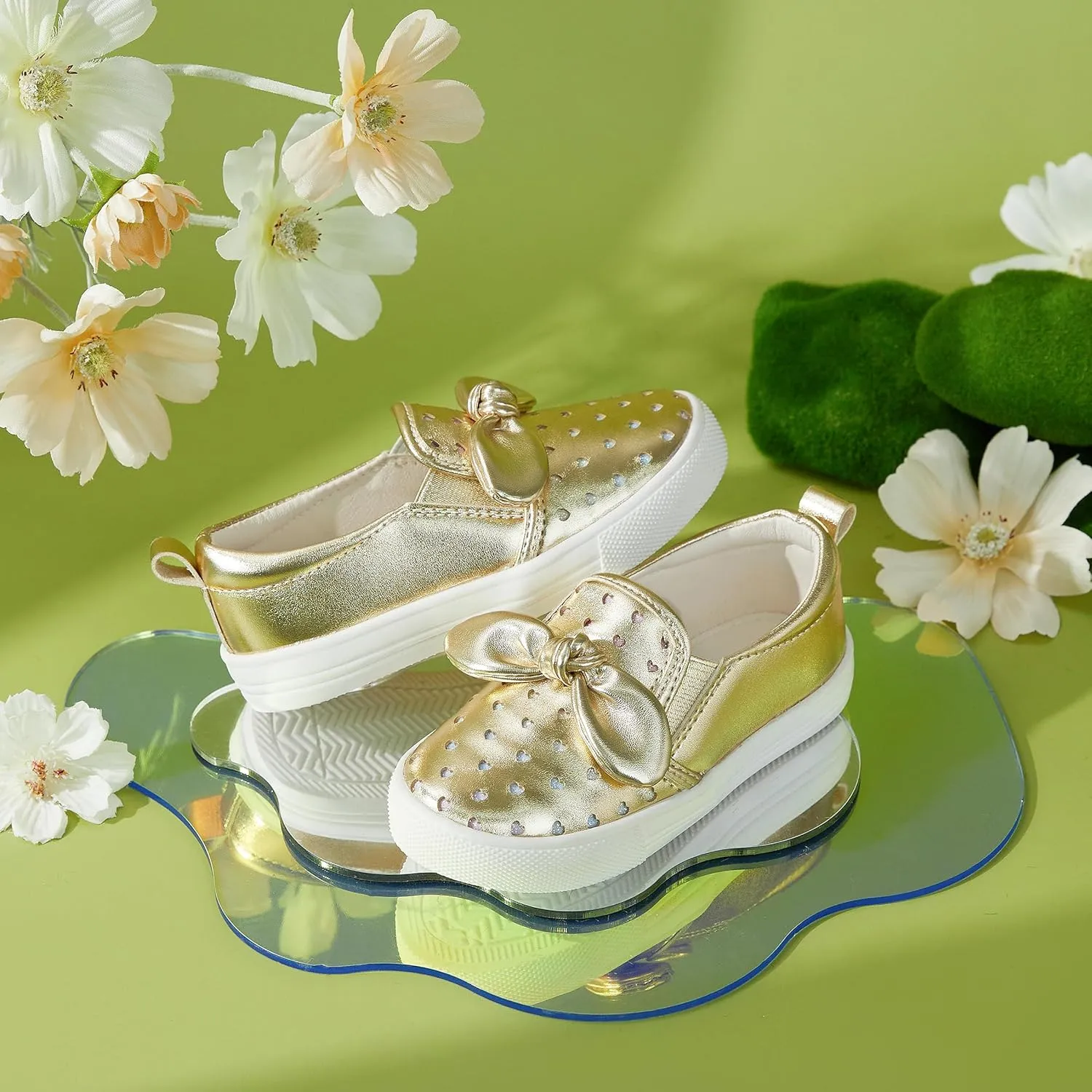 Toddler/Little Girls Sneakers-Slip On Glitter Sports Shoes for Running Walking