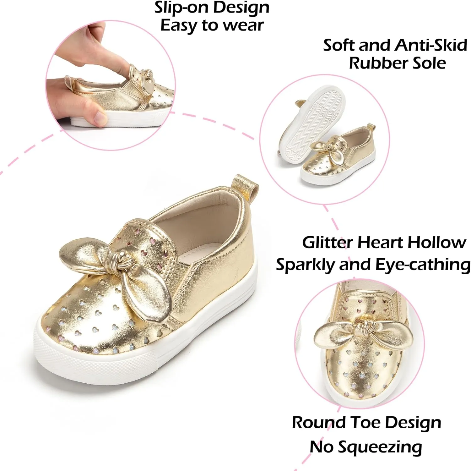 Toddler/Little Girls Sneakers-Slip On Glitter Sports Shoes for Running Walking