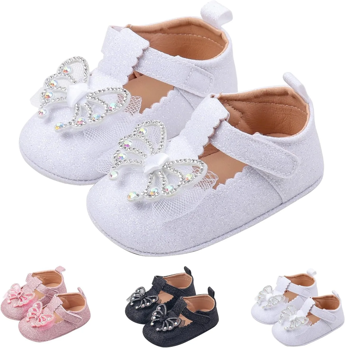 Toddlers Newborn Baby Girls Mary Jane Dress Shoes Infant Bowknot Soft Sole Baptism Christening Shoes Wedding