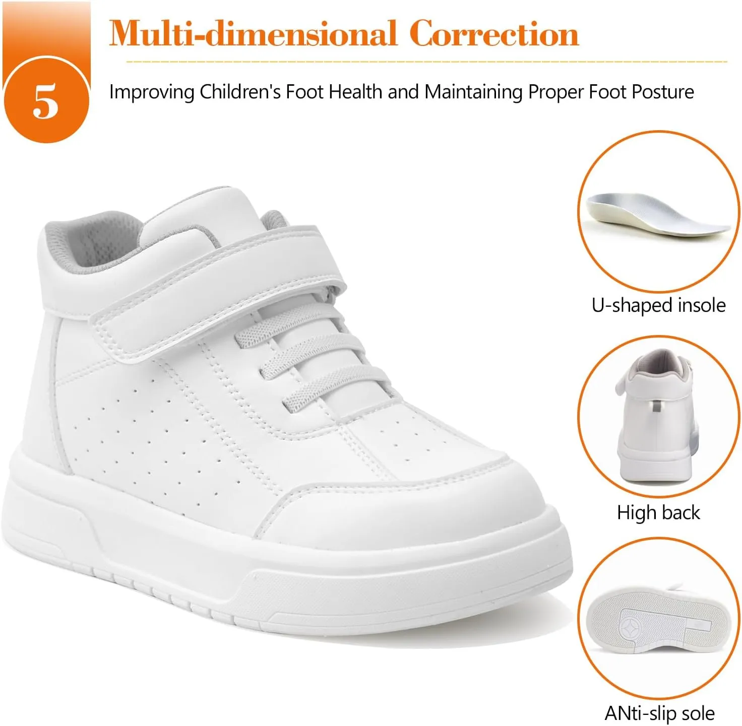 Toddlers Orthopedic Corrective AFO Thick Sole Shoes with Ankle and Arch Support for Girls and Boys