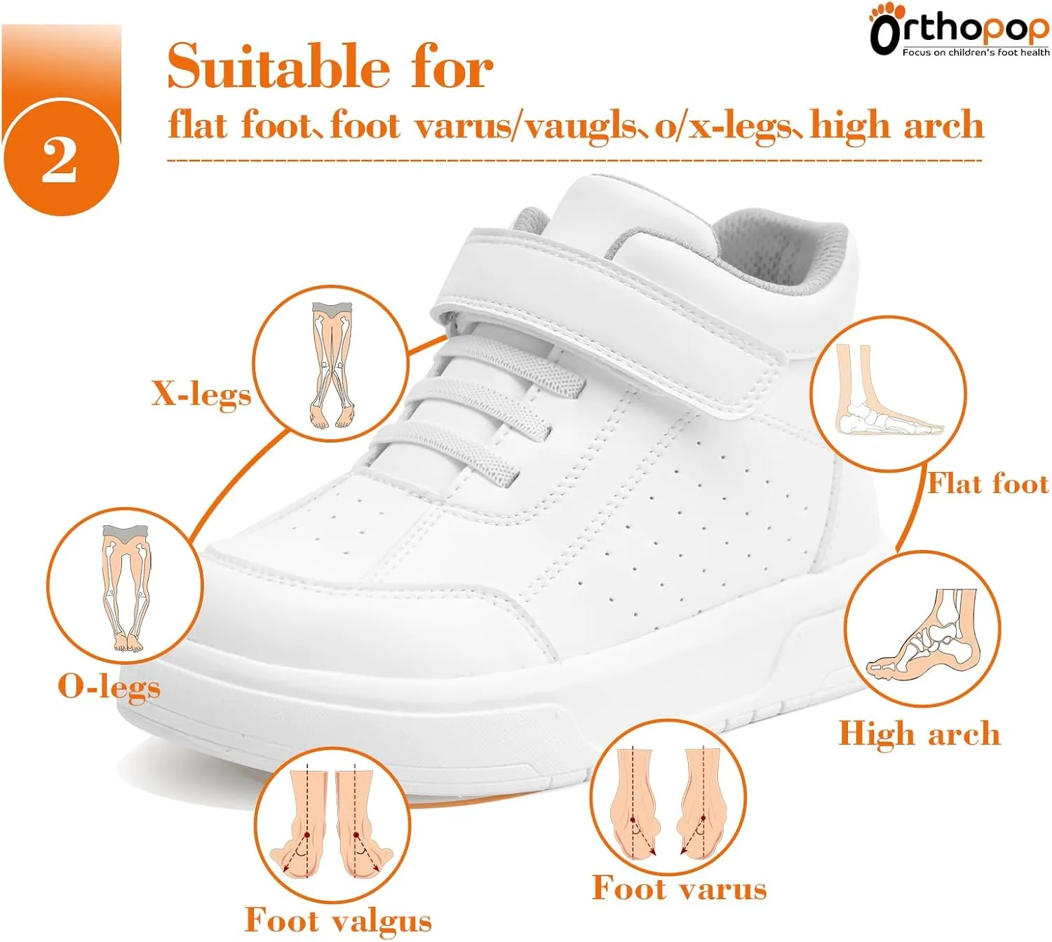 Toddlers Orthopedic Corrective AFO Thick Sole Shoes with Ankle and Arch Support for Girls and Boys