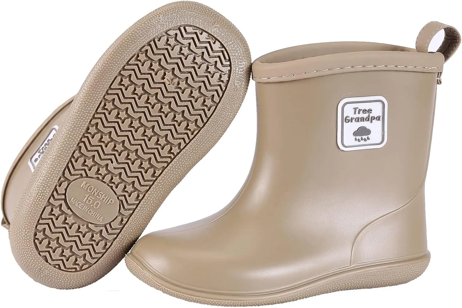 Tree Grandpa Toddler Rain Boots Baby Kids Easy-on Rain shoes Children Waterproof Shoes for Boys Girls(1-6 Years)