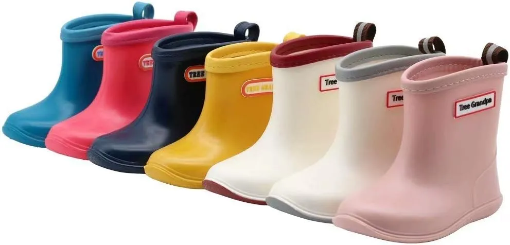 Tree Grandpa Toddler Rain Boots Baby Kids Easy-on Rain shoes Children Waterproof Shoes for Boys Girls(1-6 Years)