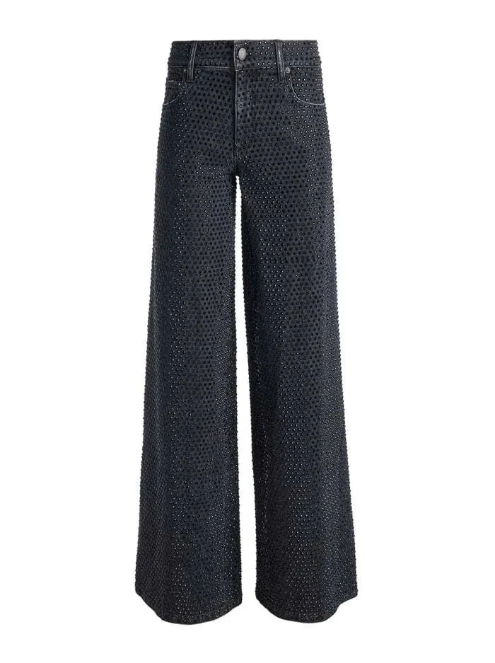 Trish Low Rise Embellished Baggy Jean - Charcoal Black