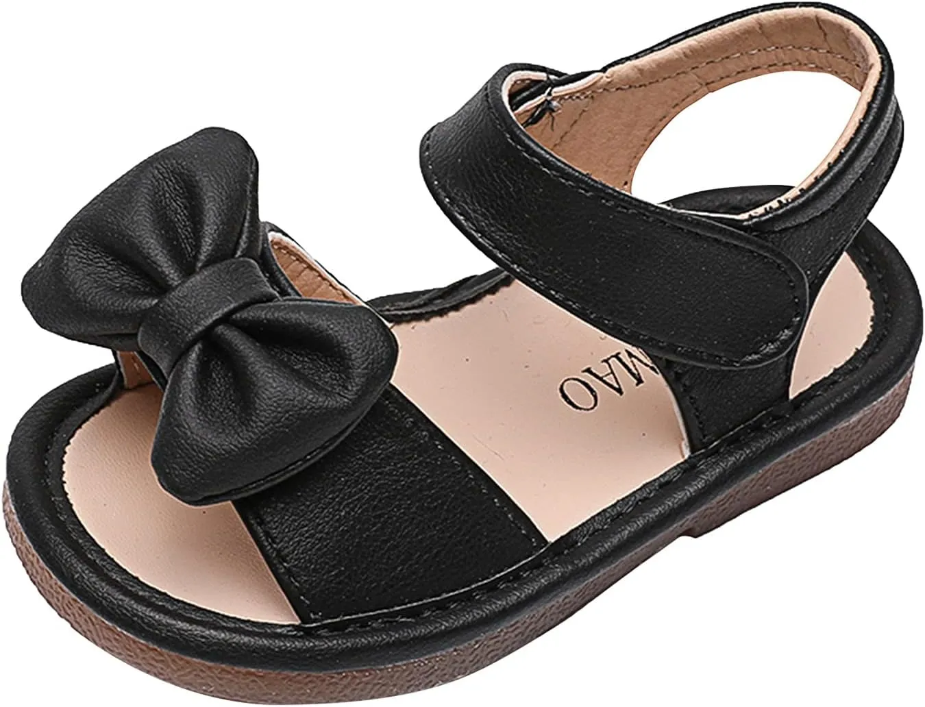 Unisex-Child and Toddler Baby Girls Sandals Bowknot Anti Slip Soft Sole Outdoor Shoes Summer (Black, 8.5 Toddler)