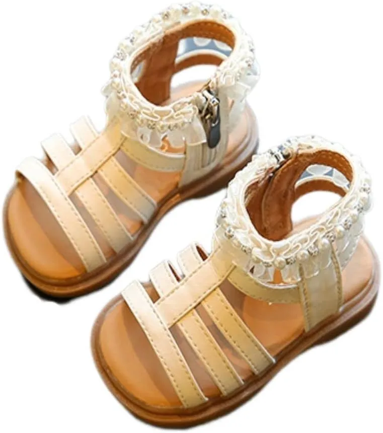 Unisex-Child and Toddler Baby Girls Shoes Anti Slip Soft Sole Casual Sandals Princess Summer (White, 9.5 Little Child)