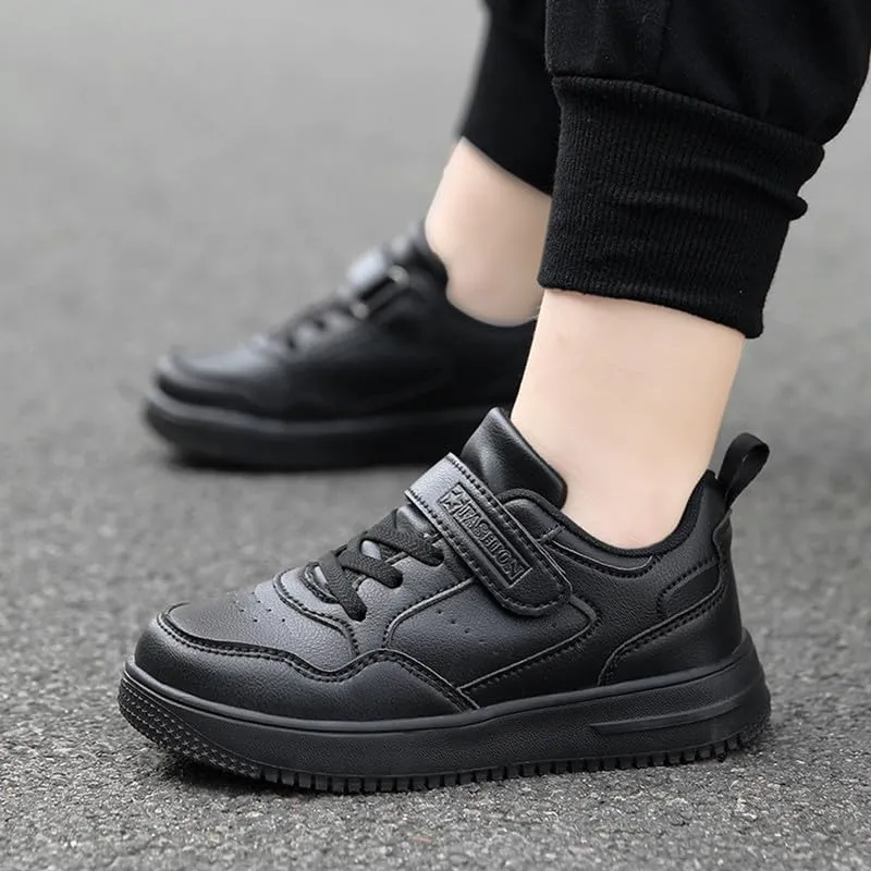Unisex Kids Tennis, Running Shoes - Black, Size 8 (Little Kid, Women's 7) - Mesh, Flat Heel, Lace-Up, Round Toe, Casual, Athletic Sneakers