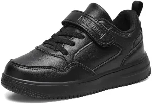 Unisex Kids Tennis, Running Shoes - Black, Size 8 (Little Kid, Women's 7) - Mesh, Flat Heel, Lace-Up, Round Toe, Casual, Athletic Sneakers