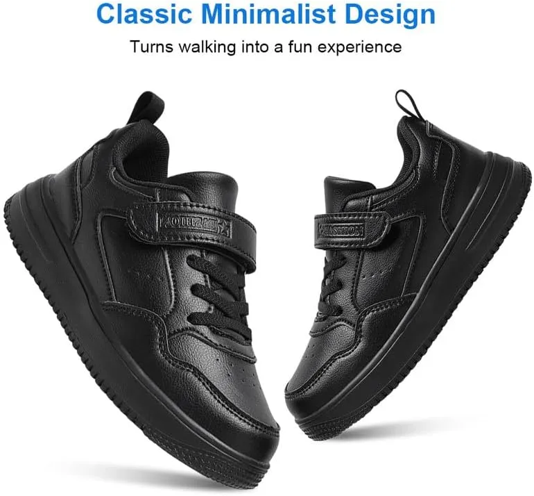 Unisex Kids Tennis, Running Shoes - Black, Size 8 (Little Kid, Women's 7) - Mesh, Flat Heel, Lace-Up, Round Toe, Casual, Athletic Sneakers