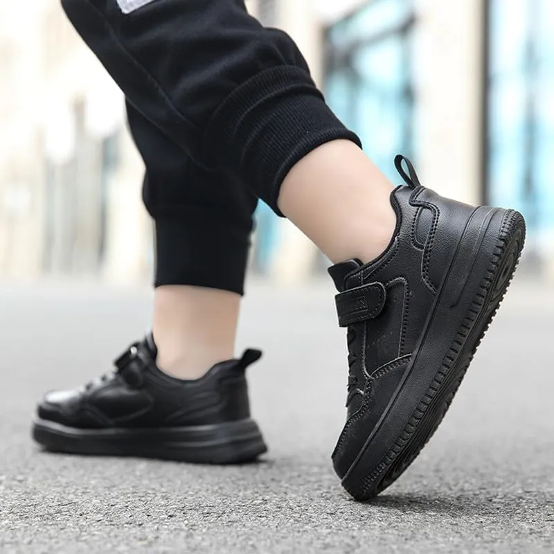 Unisex Kids Tennis, Running Shoes - Black, Size 8 (Little Kid, Women's 7) - Mesh, Flat Heel, Lace-Up, Round Toe, Casual, Athletic Sneakers