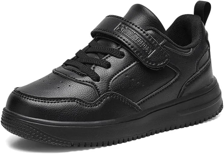 Unisex Kids Tennis, Running Shoes - Black, Size 8 (Little Kid, Women's 7) - Mesh, Flat Heel, Lace-Up, Round Toe, Casual, Athletic Sneakers