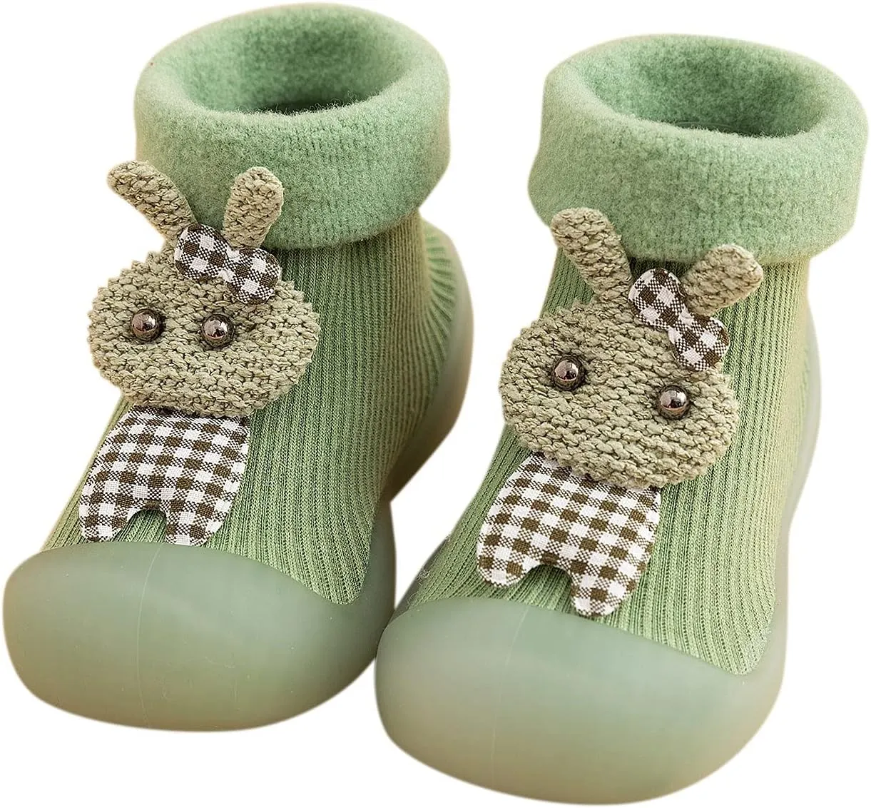 Unisex Toddler GirlsFirst Walking Shoes Kids Toddler Baby Boys Girls Solid Warm Knit Soft Sole Rubber (Green, 18-19)