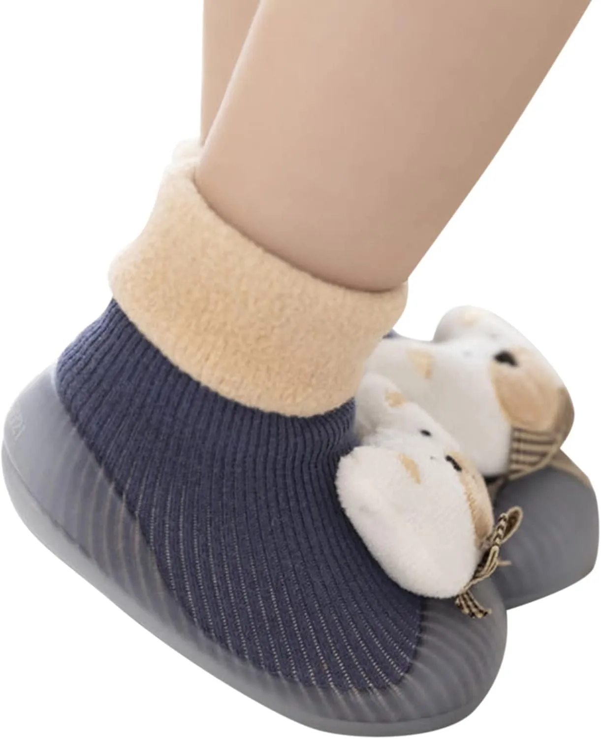 Walking Shoes Stocking Soft Slipper Toddler Rubber Girls Baby Shoes Socks Knit Boys Warm Sole Kids Non-Slip Rubber Sole