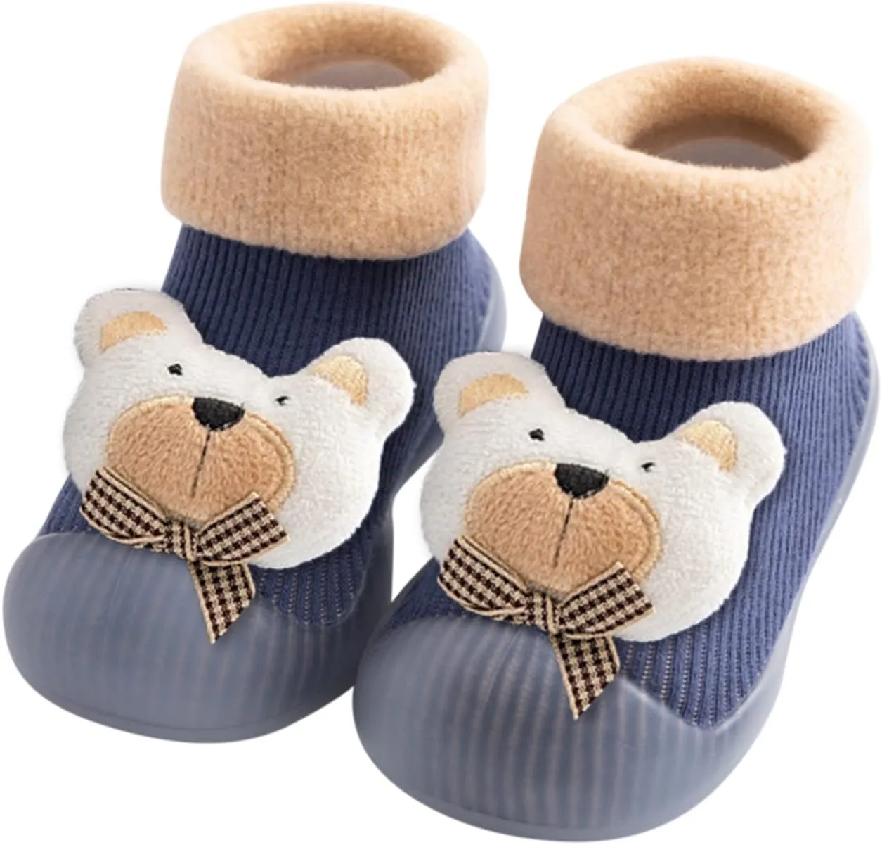Walking Shoes Stocking Soft Slipper Toddler Rubber Girls Baby Shoes Socks Knit Boys Warm Sole Kids Non-Slip Rubber Sole