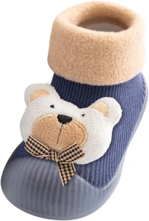 Walking Shoes Stocking Soft Slipper Toddler Rubber Girls Baby Shoes Socks Knit Boys Warm Sole Kids Non-Slip Rubber Sole