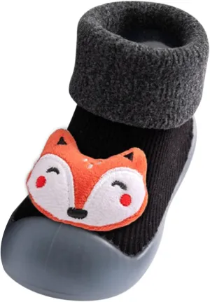 Walking Shoes Stocking Soft Slipper Toddler Rubber Girls Baby Shoes Socks Knit Boys Warm Sole Kids Non-Slip Rubber Sole