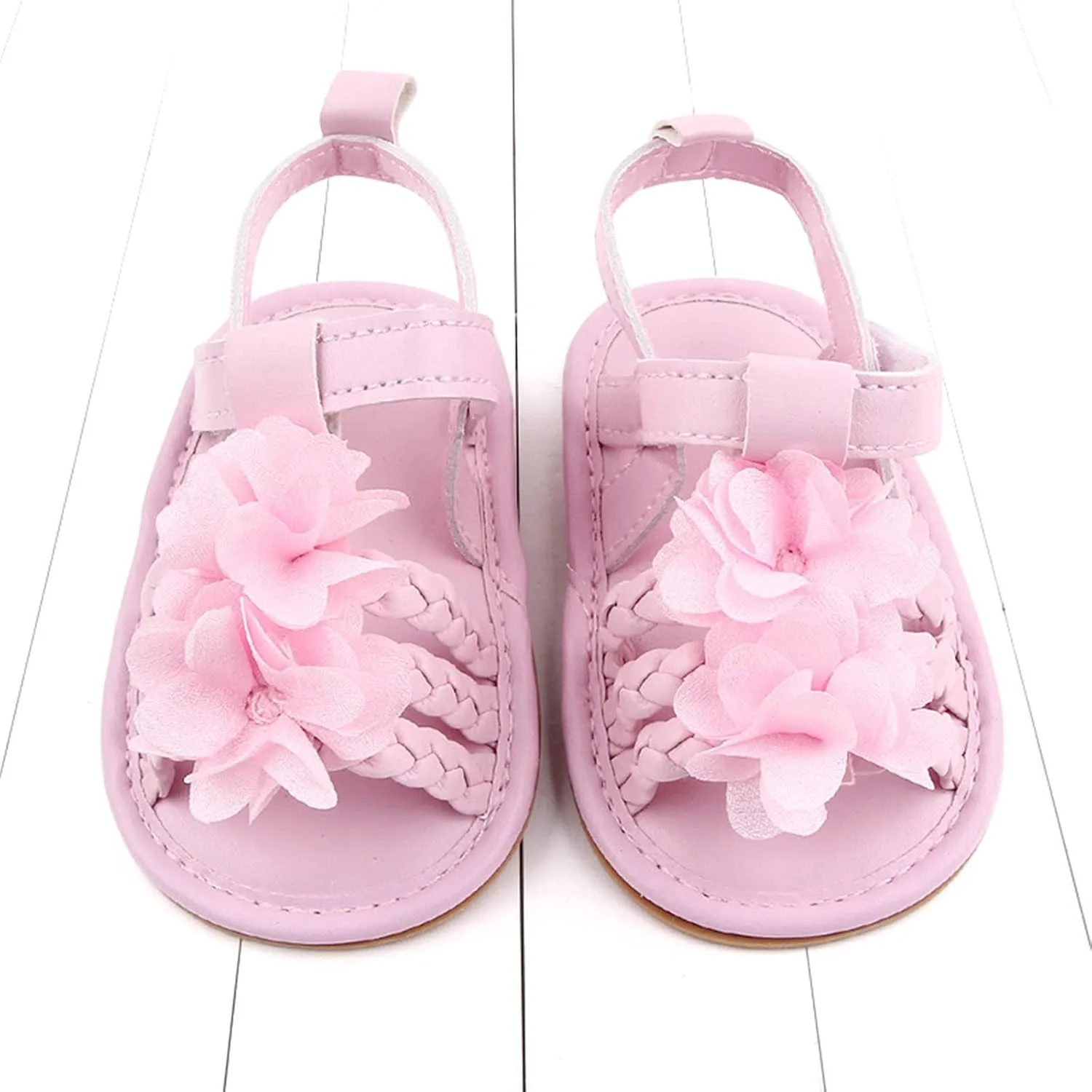 Walking Soft Non-Slip Sandals Baby Rubber Shoes Flat Boys Girls Sole Bow Summer Baby Shoes Toddler Girl Dress Shoes
