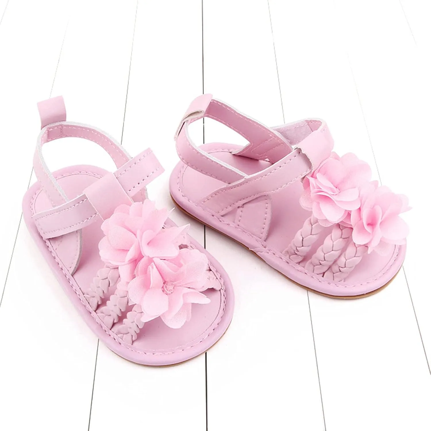 Walking Soft Non-Slip Sandals Baby Rubber Shoes Flat Boys Girls Sole Bow Summer Baby Shoes Toddler Girl Dress Shoes