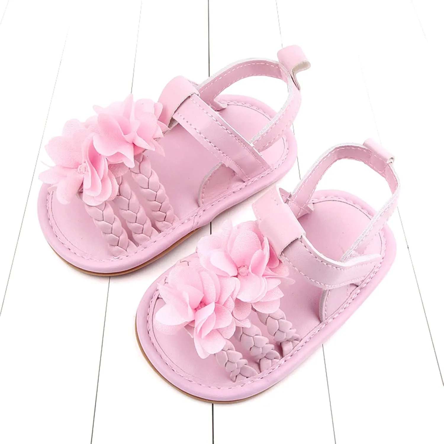 Walking Soft Non-Slip Sandals Baby Rubber Shoes Flat Boys Girls Sole Bow Summer Baby Shoes Toddler Girl Dress Shoes