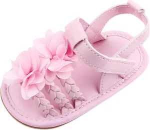 Walking Soft Non-Slip Sandals Baby Rubber Shoes Flat Boys Girls Sole Bow Summer Baby Shoes Toddler Girl Dress Shoes