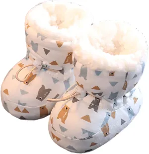 Warm Fur Baby Boots, Winter Warm Snow Boots Soft Sole Crib Shoes Booties for Newborn Infant Toddler